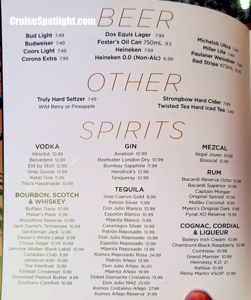 royal caribbean music hall bar menu page 3