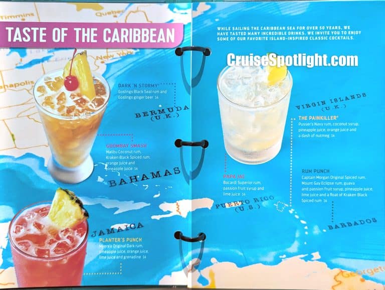 Casino Bar Menu page 1