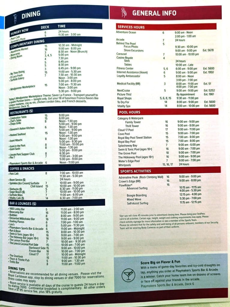 star of the seas cruise compass day 2 page 3