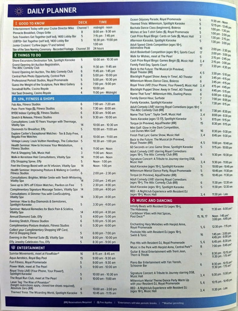 star of the seas cruise compass day 2 page 4