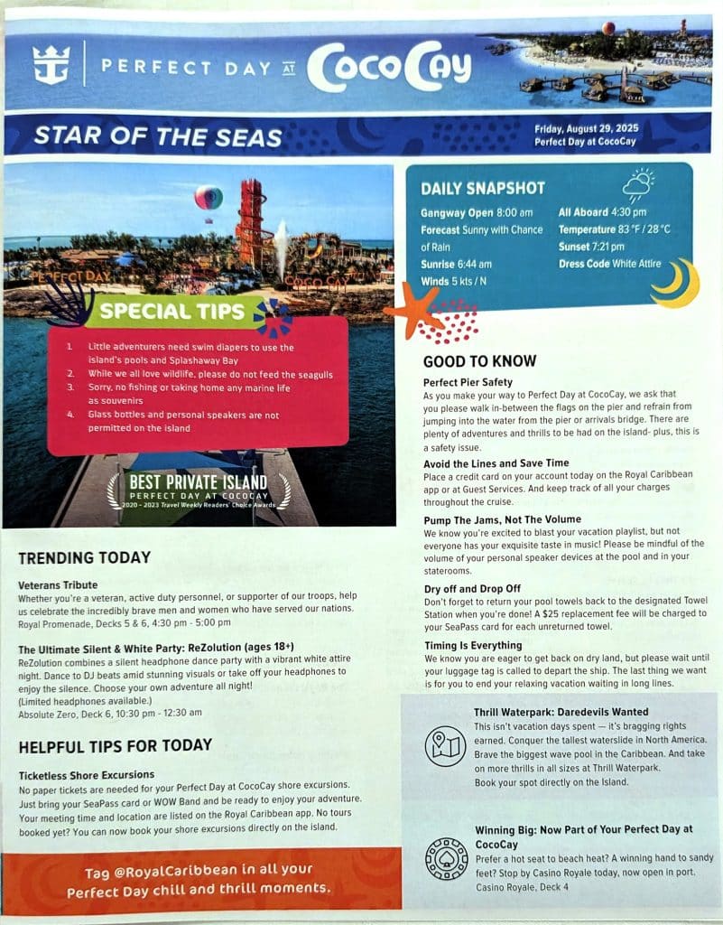 star of the seas cruise planner cococay page 1