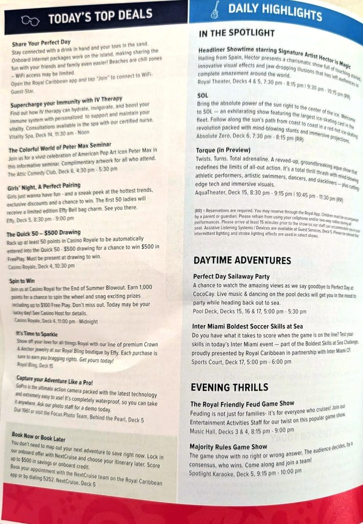 star of the seas cruise planner cococay page 2