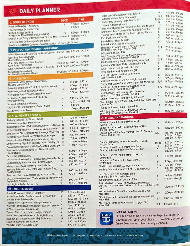 star of the seas cruise planner cococay page 4