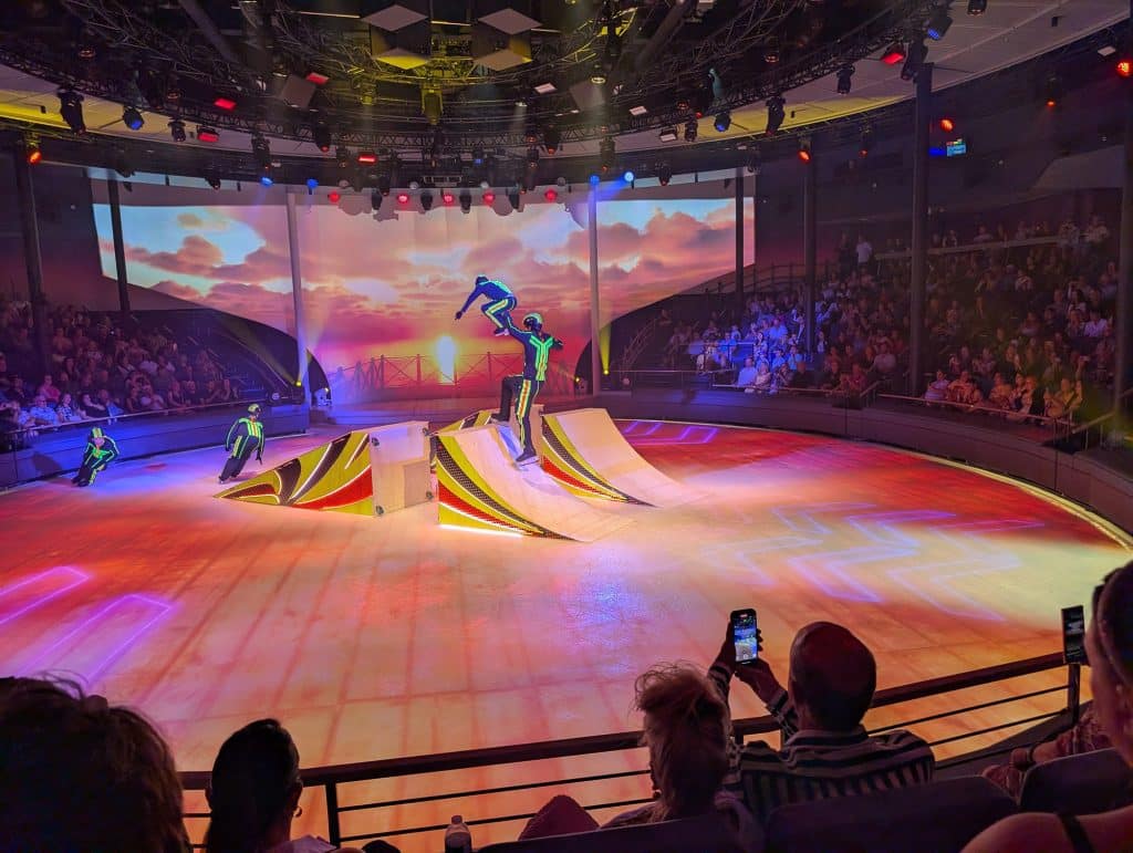 stunt ice skating on a cruise ship