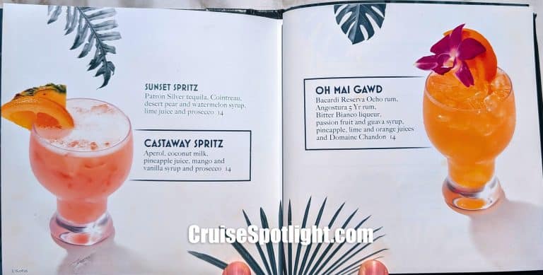 The Hideaway Bar Menu page 1
