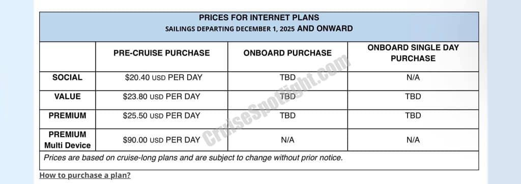 carnival wifi price increases oct 24, 2025