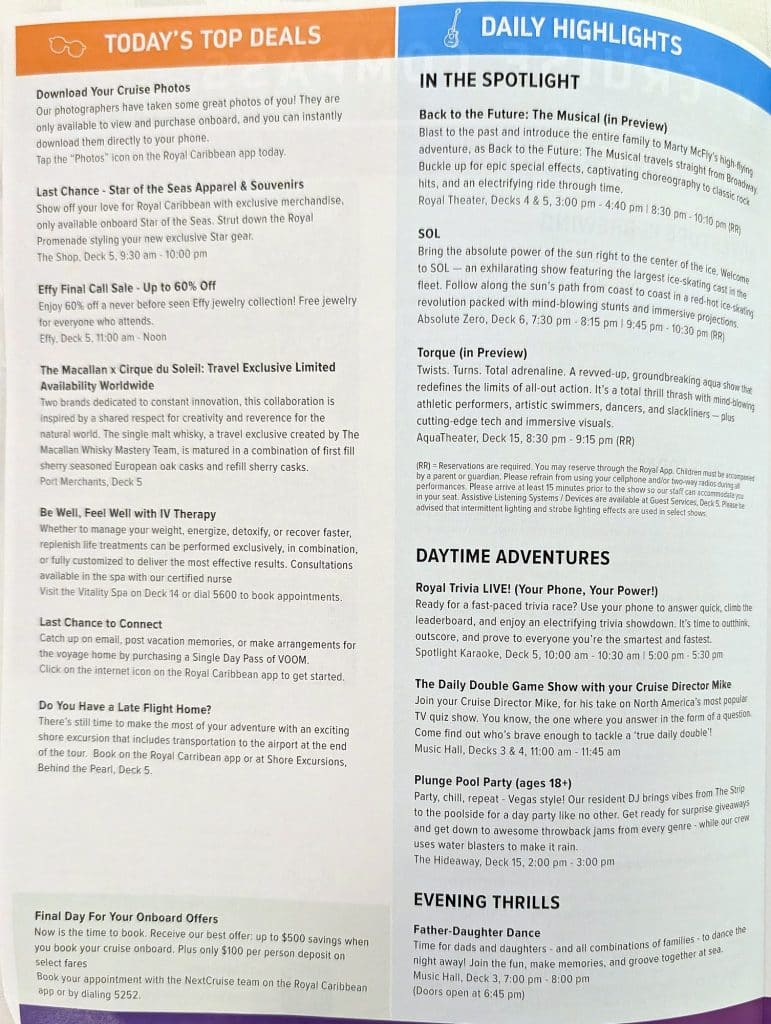 star of the seas cruise compass day 4 page 2