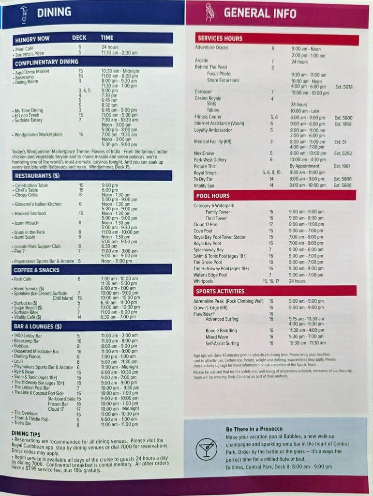 star of the seas cruise compass day 4 page 3