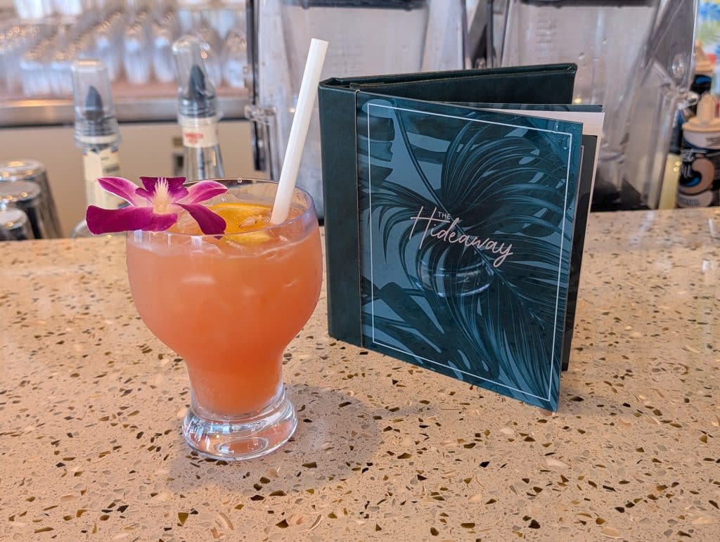 the hideaway menu and cocktail