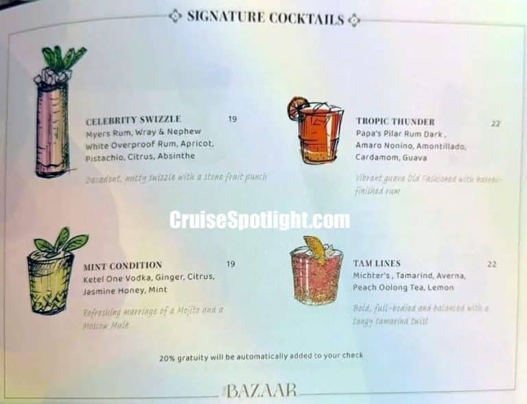 The Bazaar Bar Menu page 2