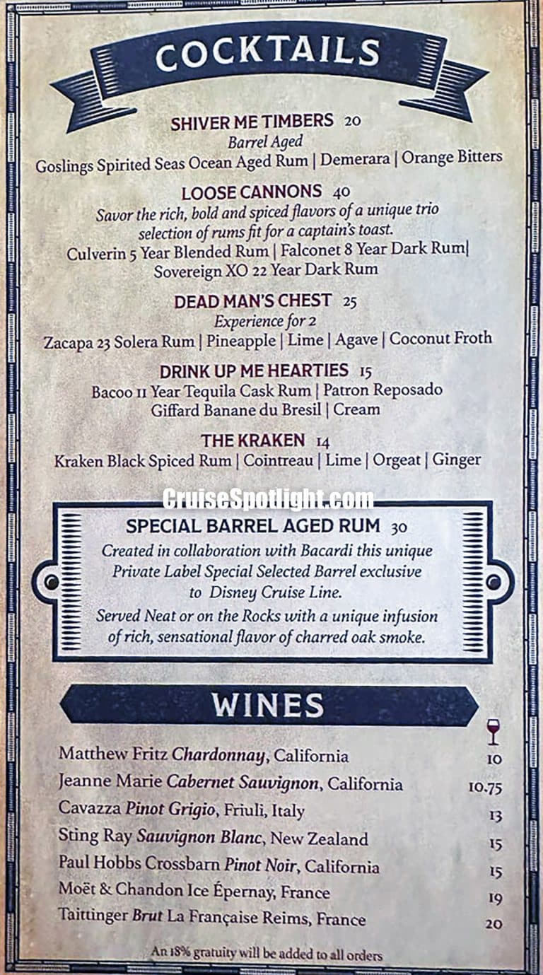 Cask & Cannon Menu page 2