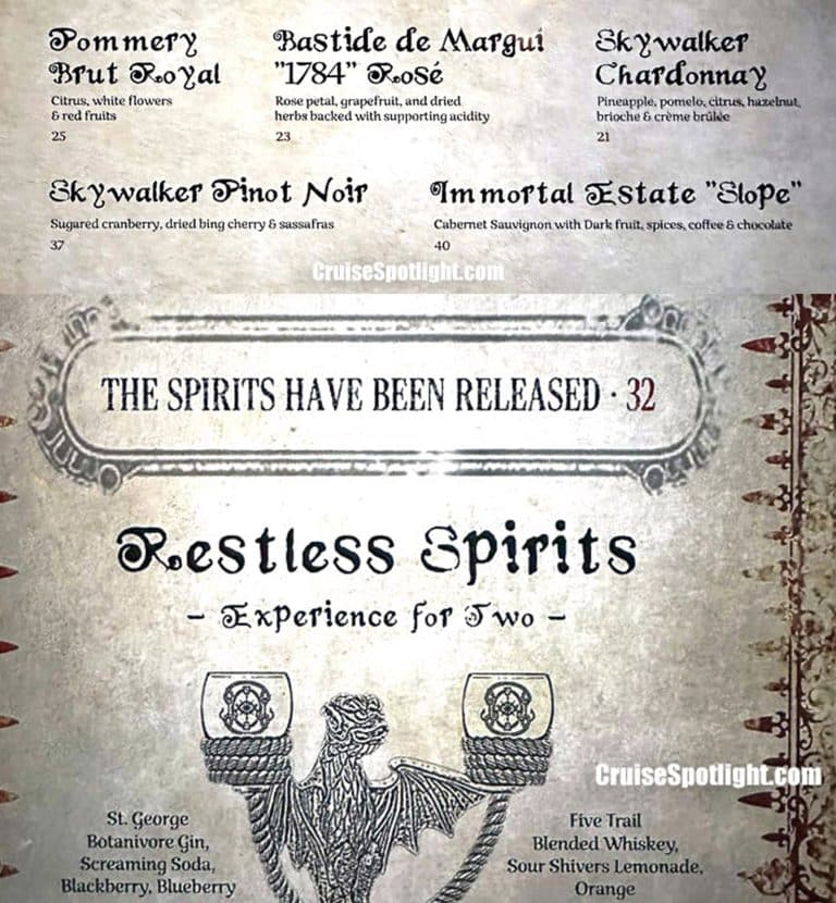 The Haunted Mansion Parlor Menu page 2
