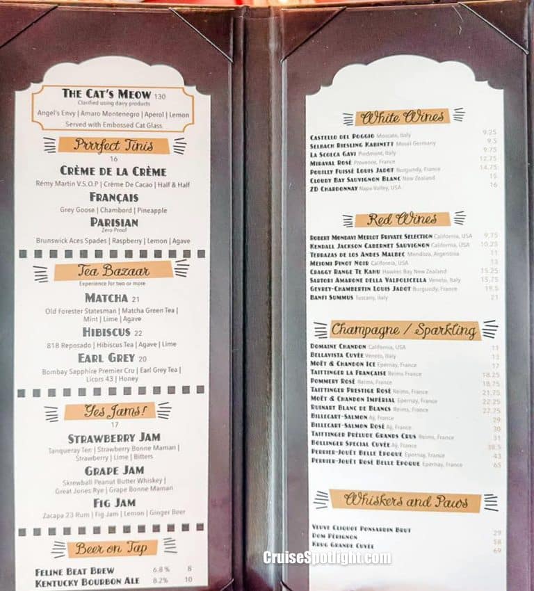 Scat Cat Lounge Menu page 1