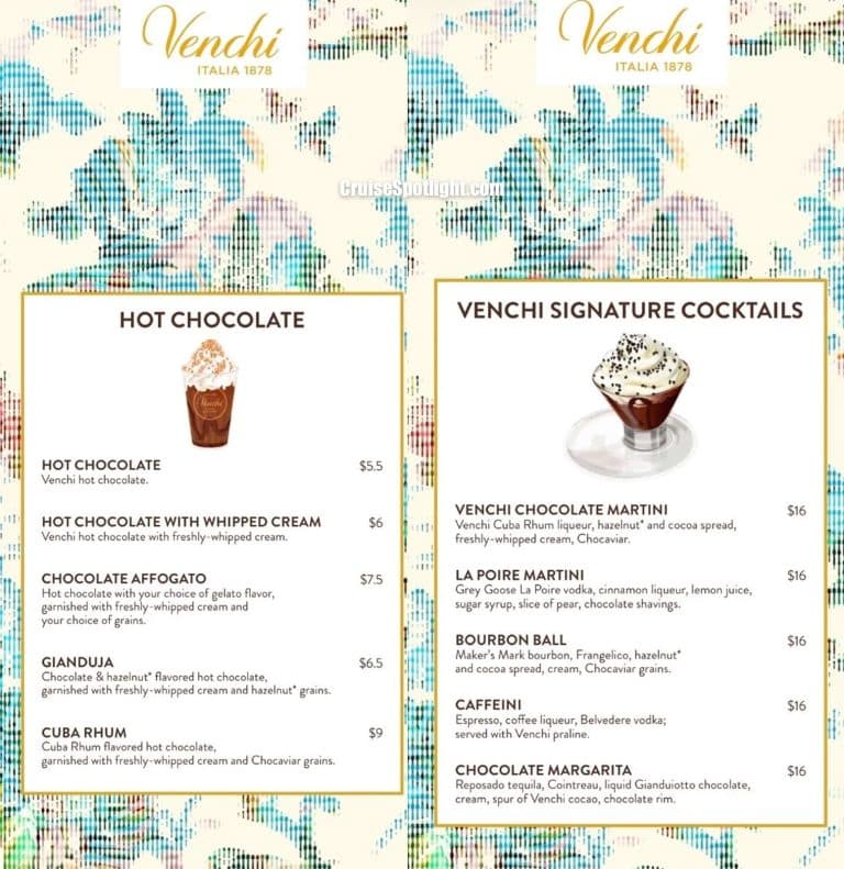 Venchi 1878 Chocolate Bar Menu page 2