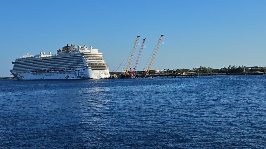 cruise ship at construction pier