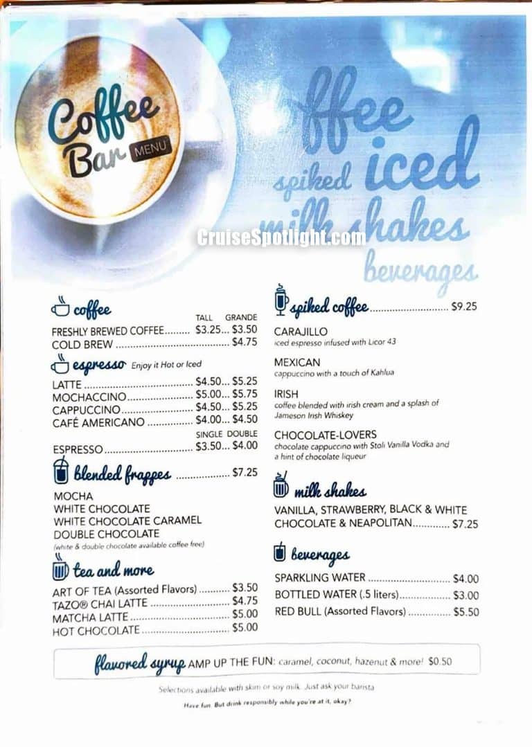 Cafe Fans Menu page 1