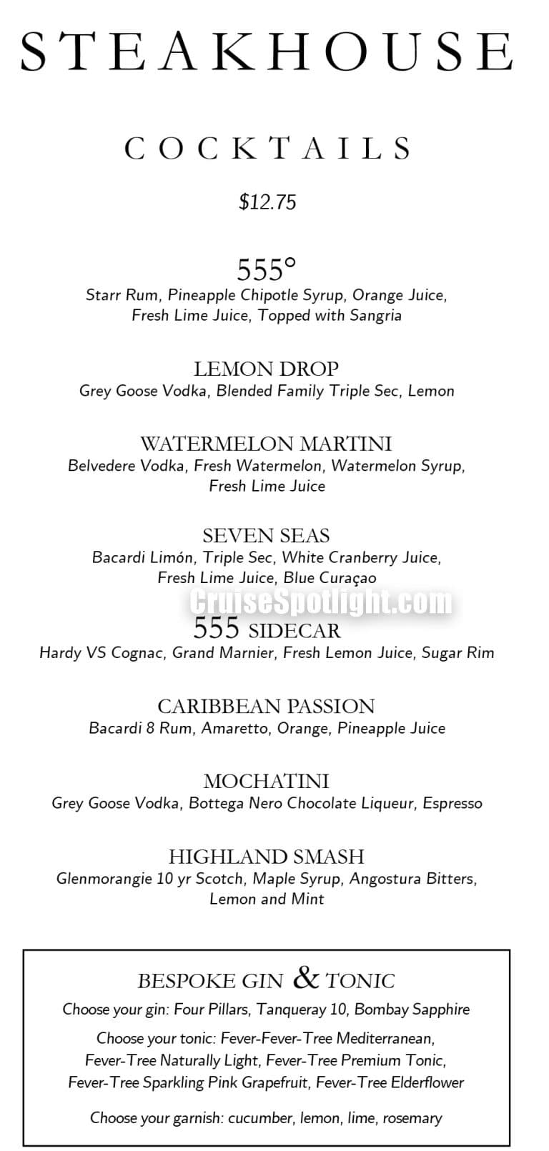 Fahrenheit 555 Bar Menu page 1