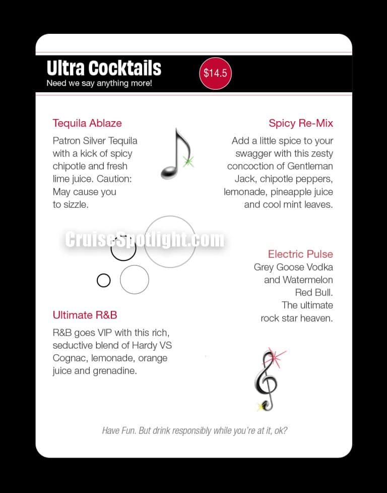Red Carpet Dance Club Menu page 2