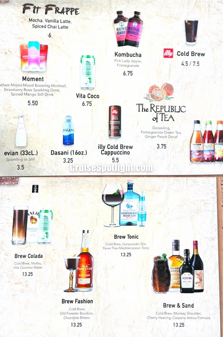 Cove Cafe Menu page 1