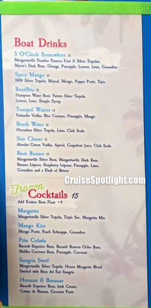 5 o'clock somewhere bar menu january 2026 page 1