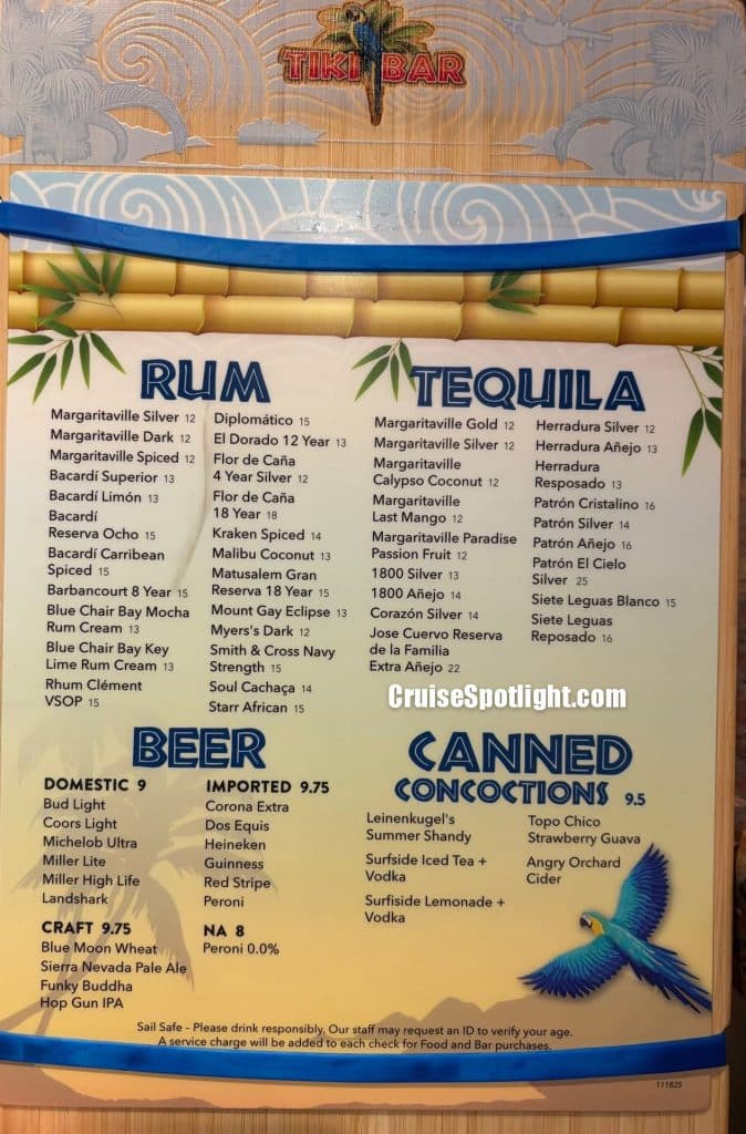 Margaritaville at sea Tiki Bar menu jan 26 page 2
