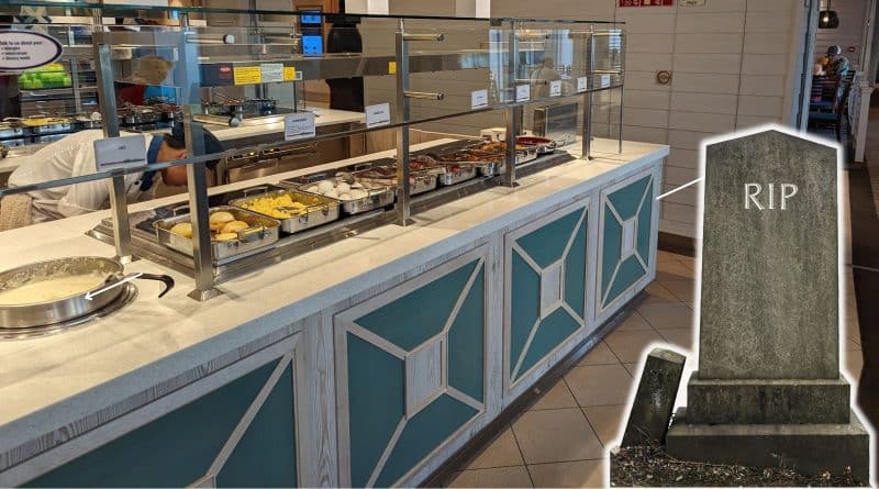 cruise ship buffet with RIP header