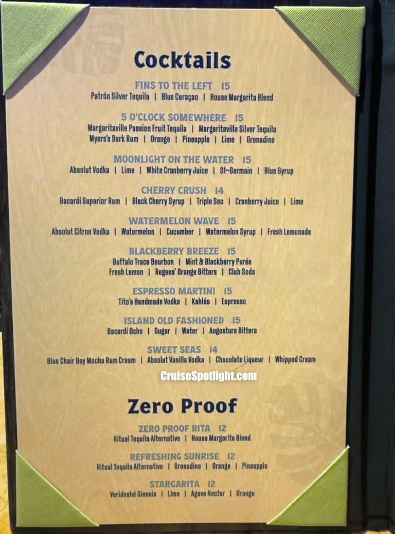Euphoria Menu page 1