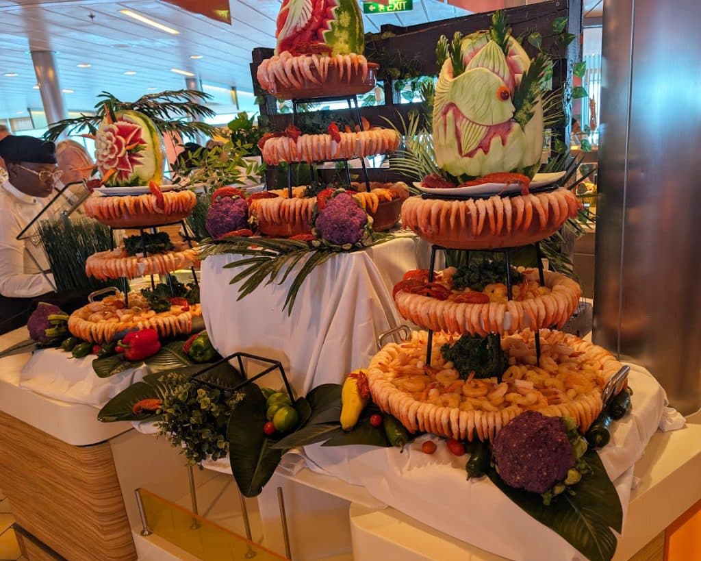 shrimp tower at the buffet