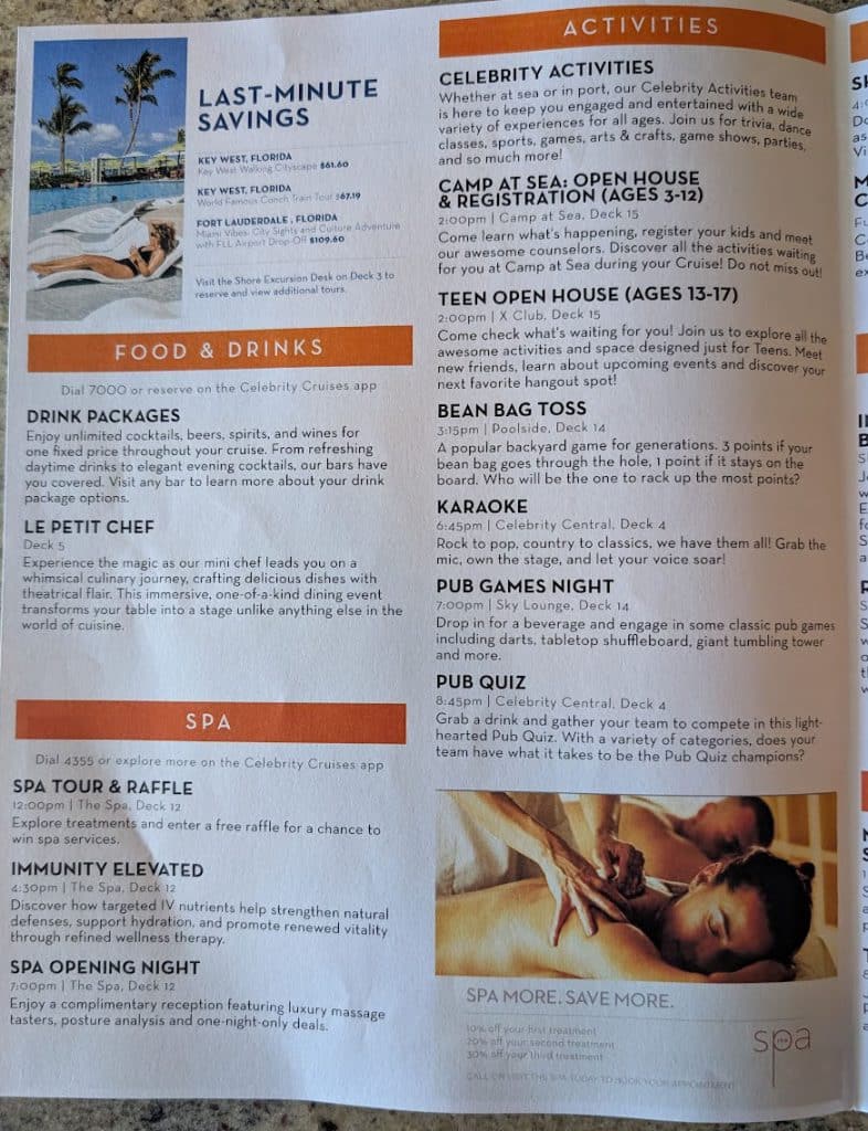 celebrity reflection celebrity today agenda day 1 page 2