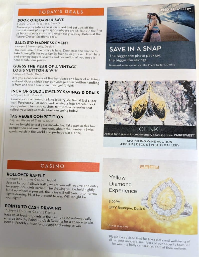 celebrity reflection celebrity today planner key west day 2 page 4