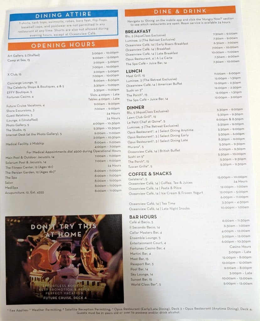 celebrity reflection daily schedule key west day 2 page 2