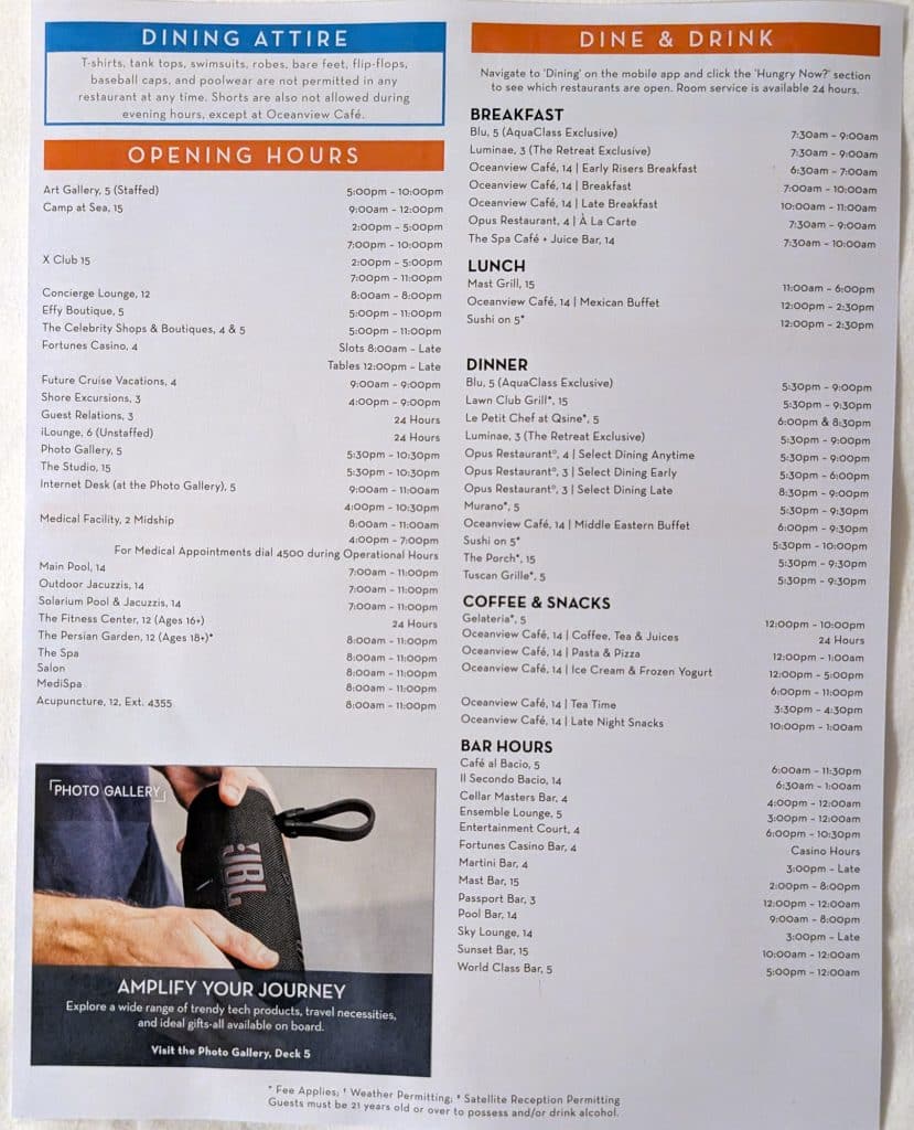 celebrity reflection daily schedule day 3 page 2