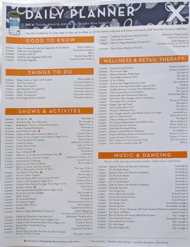 celebrity reflection daily planner day 4 page 1