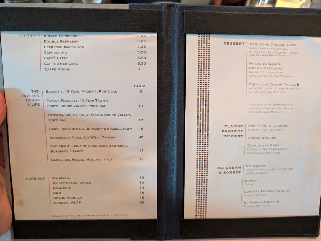 celebrity reflection main dining room menu day 1 page 3