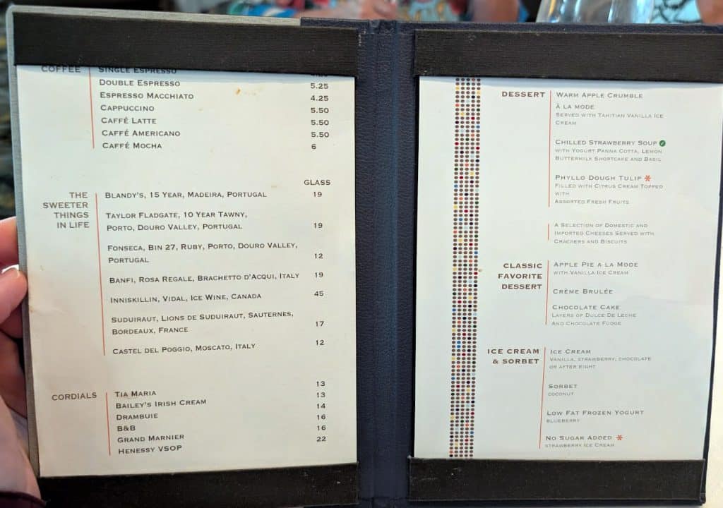 celebrity reflection day 2 dessert menu