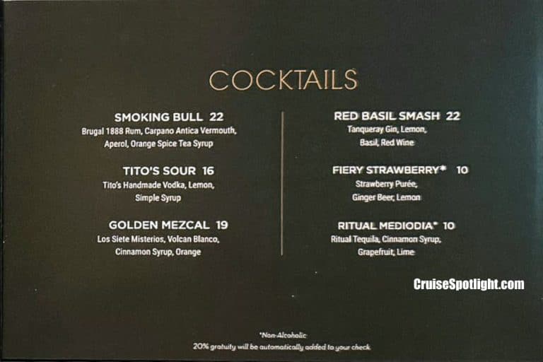 The Parlor Menu page 1