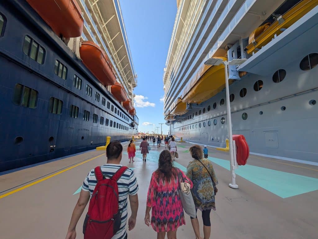 perfect day walking between two cruise ships