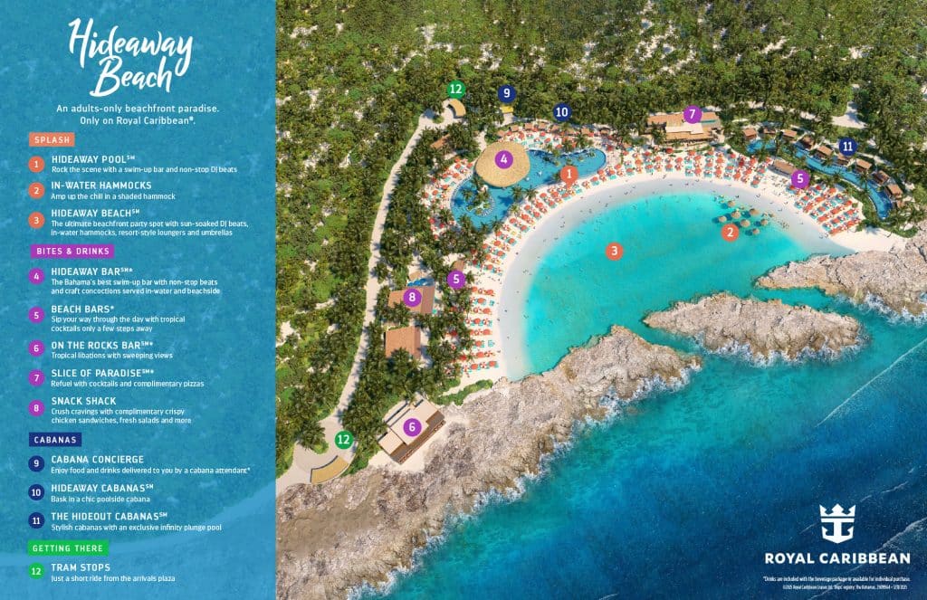 hideaway beach map at cococay