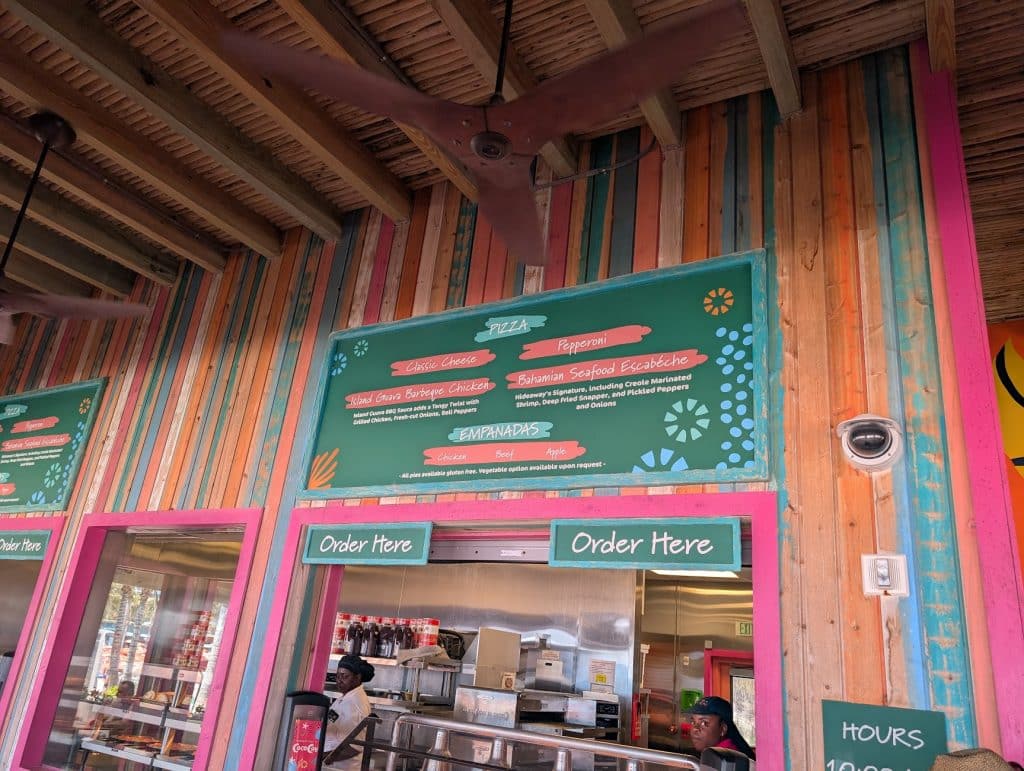slice of paradise menu on cococay