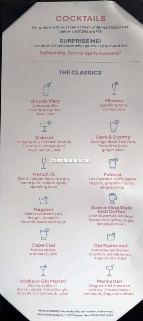 norwegian cruise line fleet indoor drink menu - june 26 - page 1