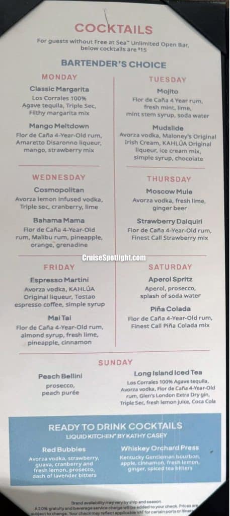 norwegian cruise line fleet indoor drink menu - june 26 - page 2