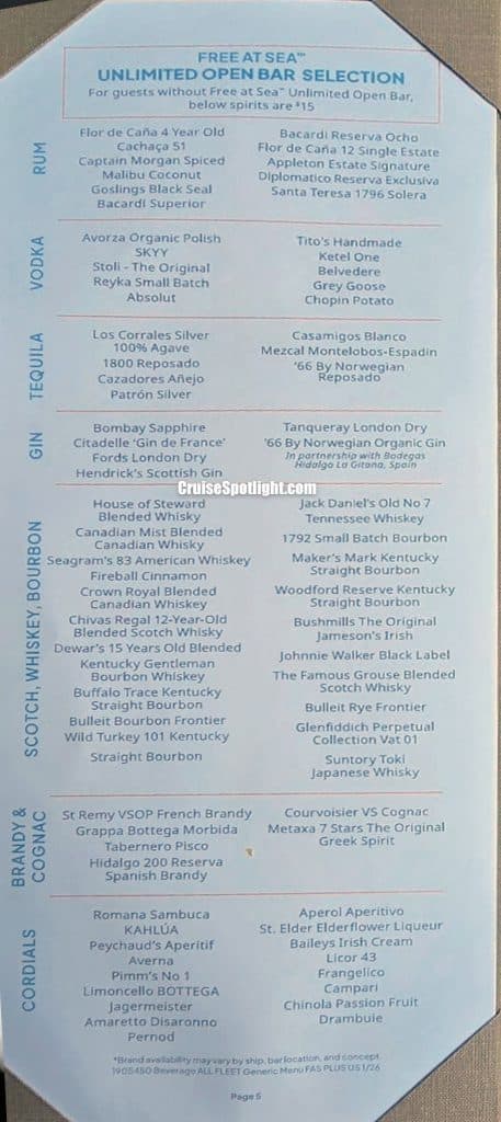 norwegian cruise line fleet indoor drink menu - june 26 - page 5