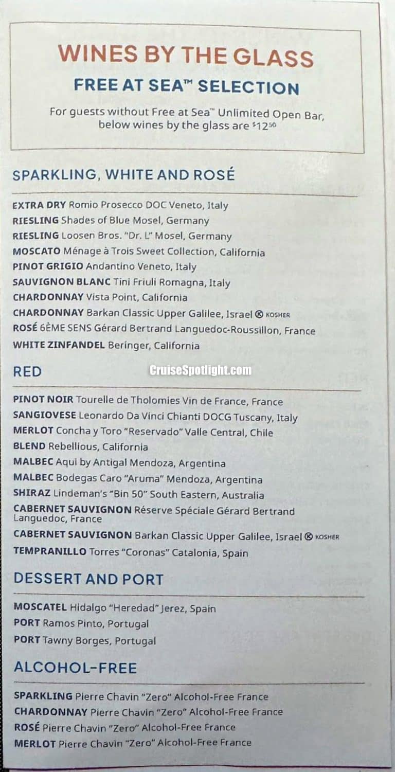 Observation Lounge Bar Menu page 7