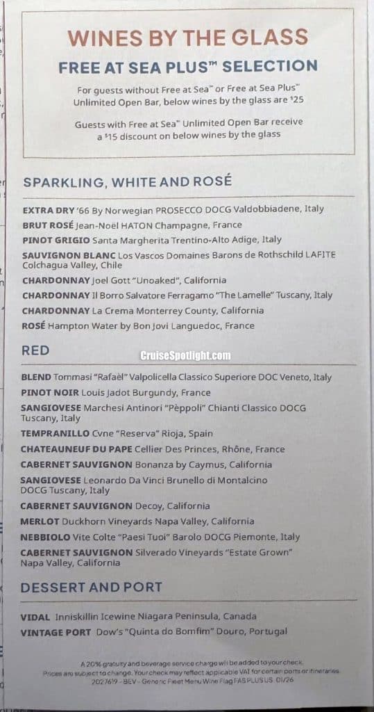 norwegian cruise line fleet indoor drink menu - june 26 - page 8