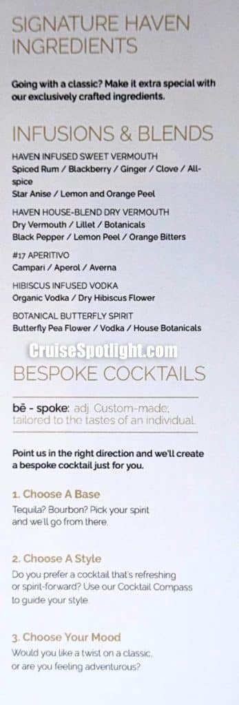 norwegian the haven bar menu june 26 page 1
