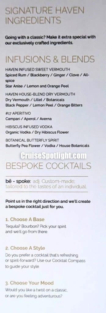 norwegian the haven bar menu june 26 page 2