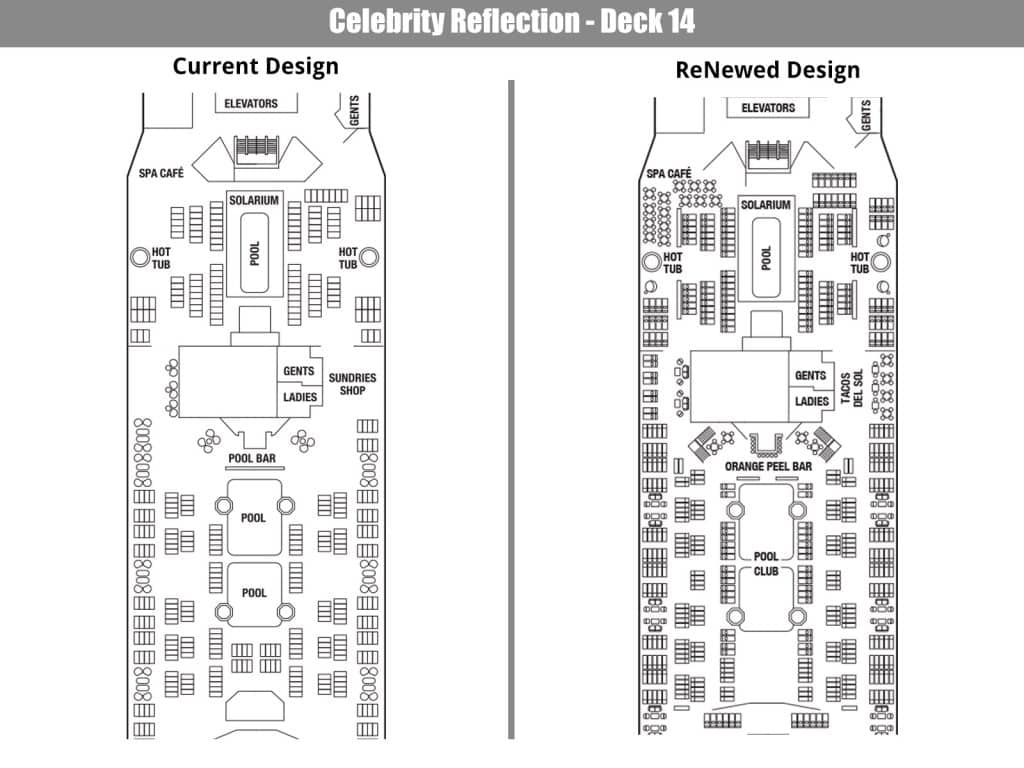 celebrity reflection renewed deck plan compare deck 14
