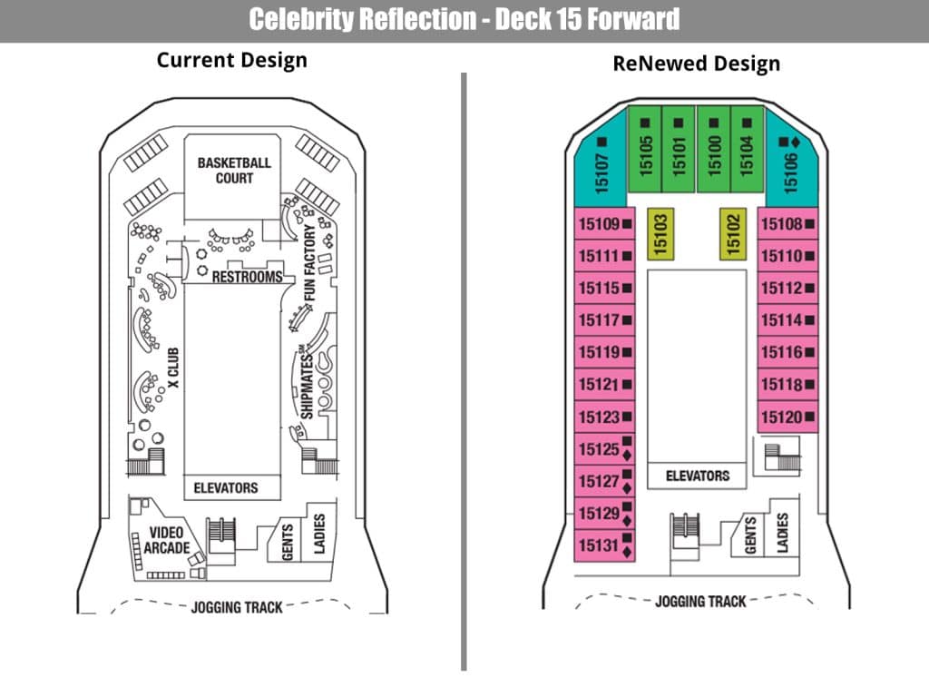 celebrity reflection renewed deck plan compare deck 15 forward