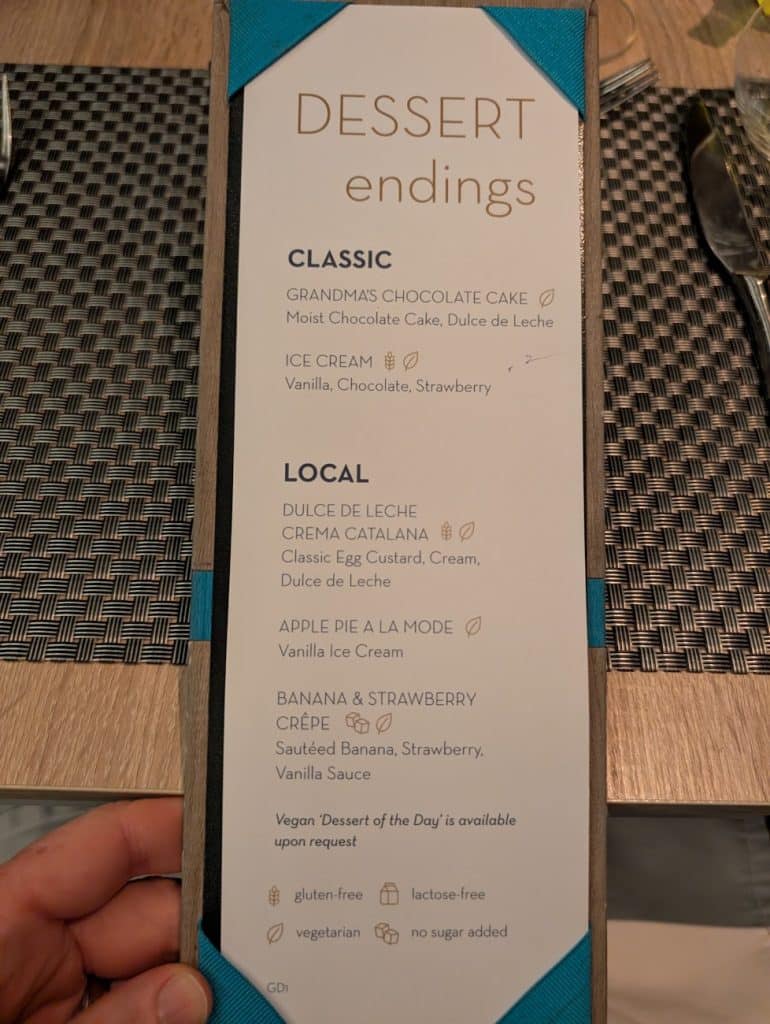 celebrity flora dinner menu day 1 page 3