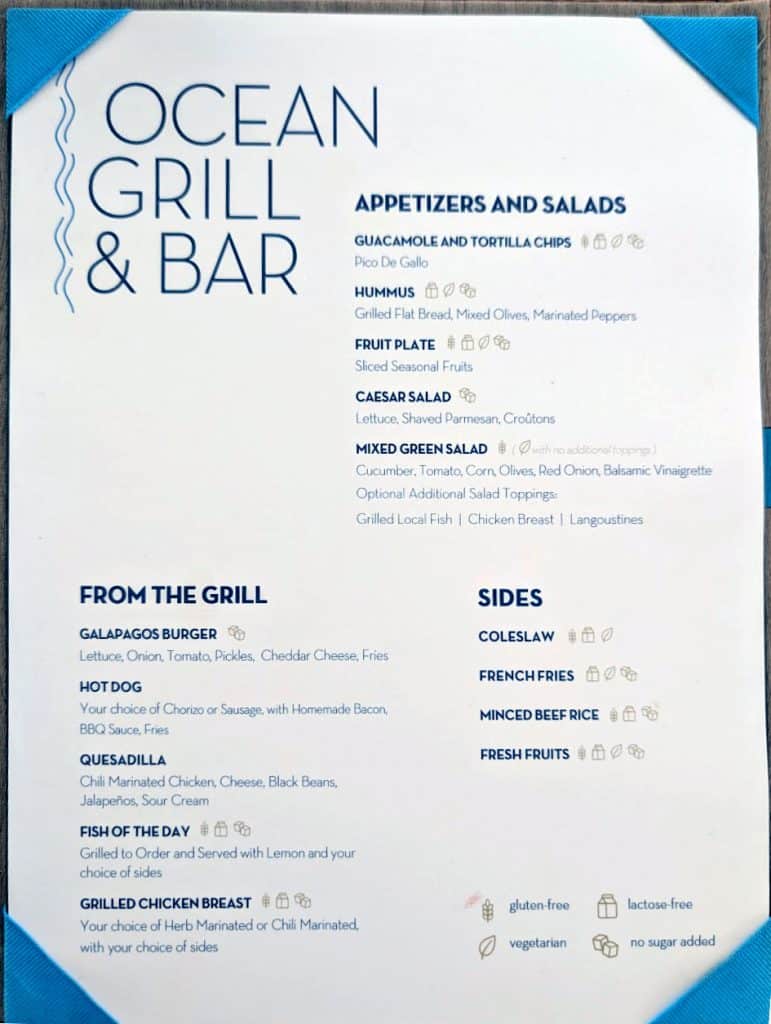 celebrity flora ocean grill menu